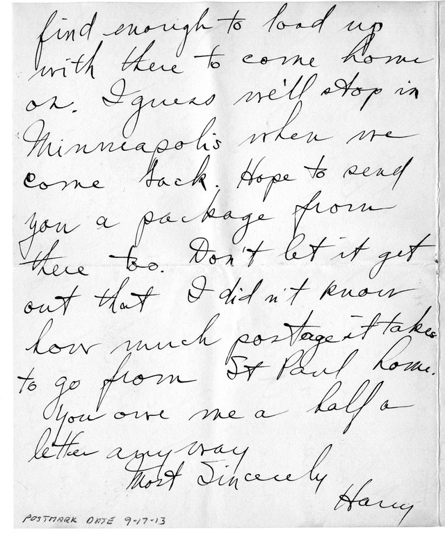 Letter from Harry S. Truman to Bess Wallace