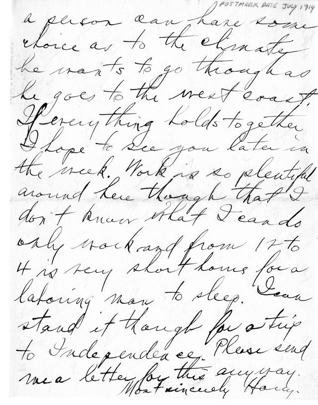 Letter from Harry S. Truman to Bess Wallace