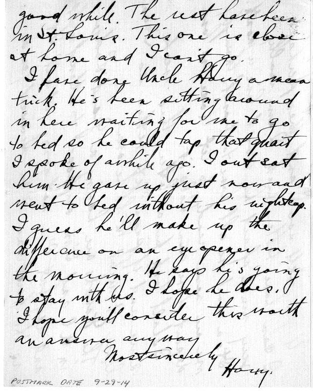 Letter from Harry S. Truman to Bess Wallace