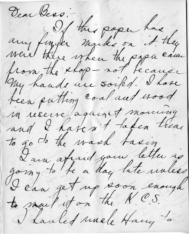 Letter from Harry S. Truman to Bess Wallace