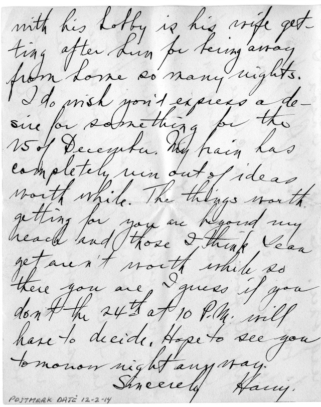 Letter from Harry S. Truman to Bess Wallace