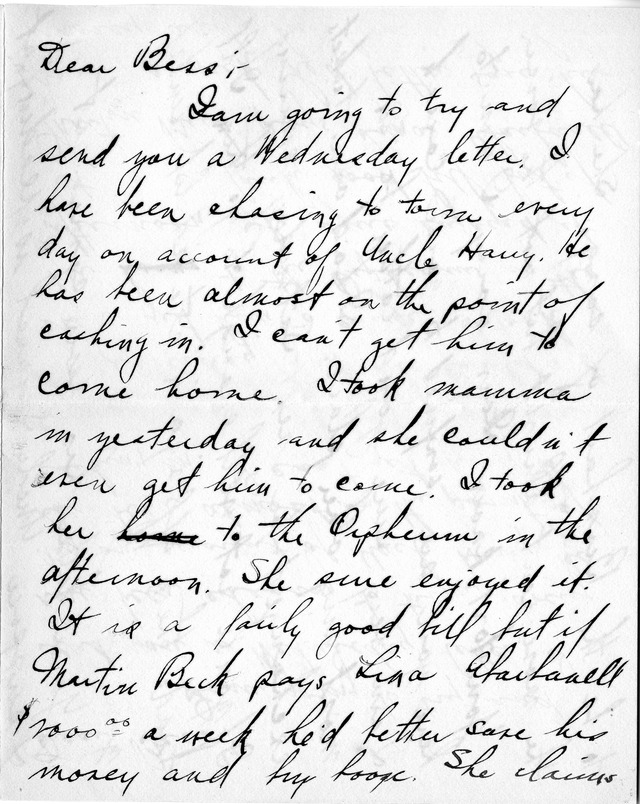 Letter from Harry S. Truman to Bess Wallace