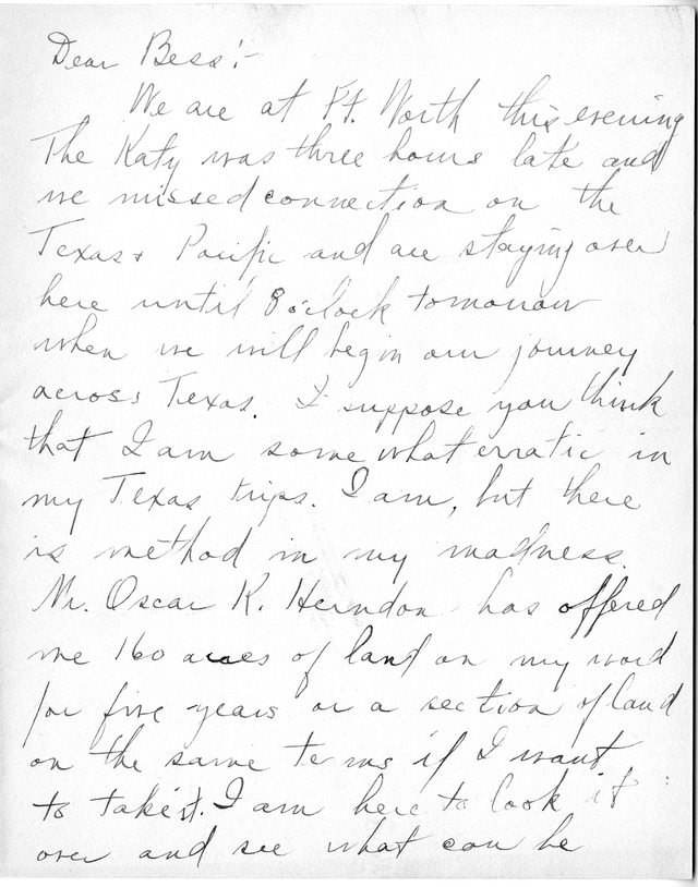 Letter from Harry S. Truman to Bess Wallace