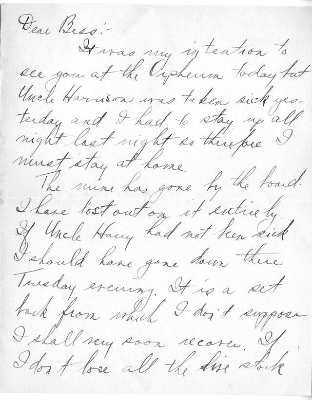 Letter from Harry S. Truman to Bess Wallace