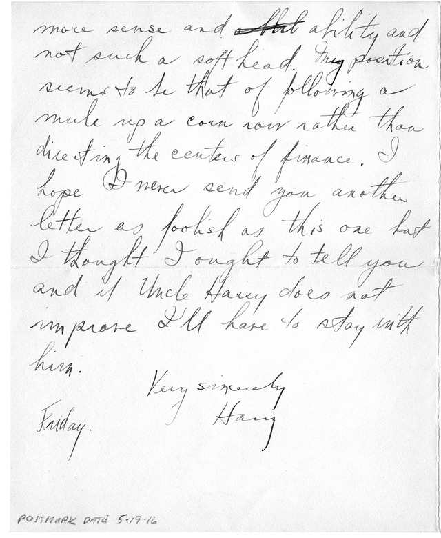 Letter from Harry S. Truman to Bess Wallace