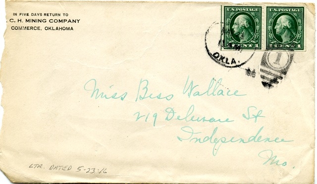 Letter from Harry S. Truman to Bess Wallace