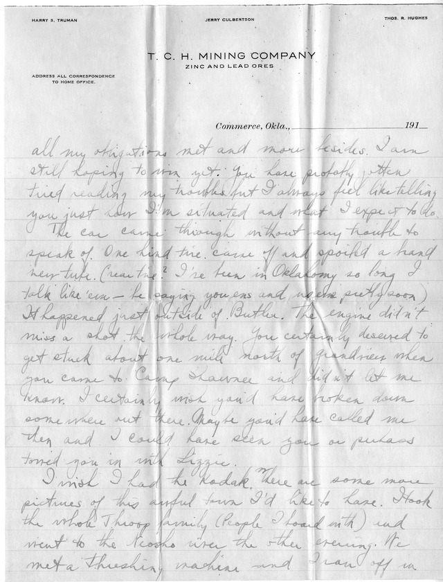 Letter from Harry S. Truman to Bess Wallace