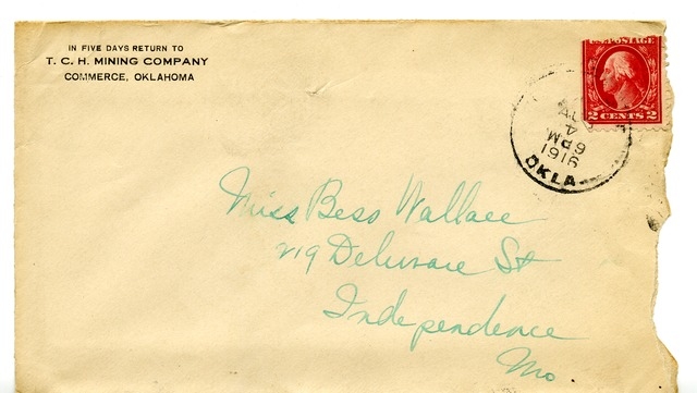 Letter from Harry S. Truman to Bess Wallace