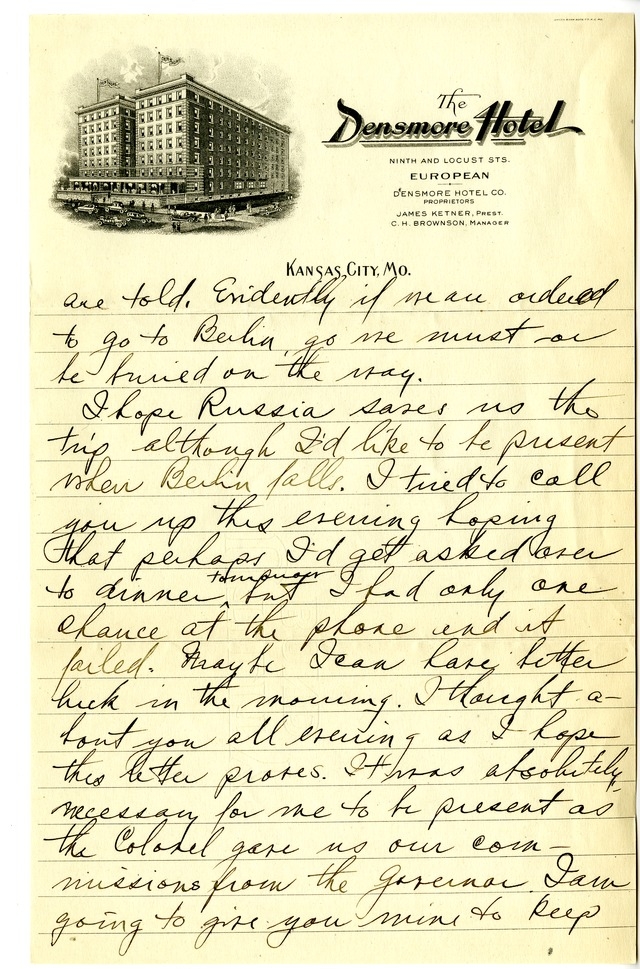 Letter from Harry S. Truman to Bess Wallace