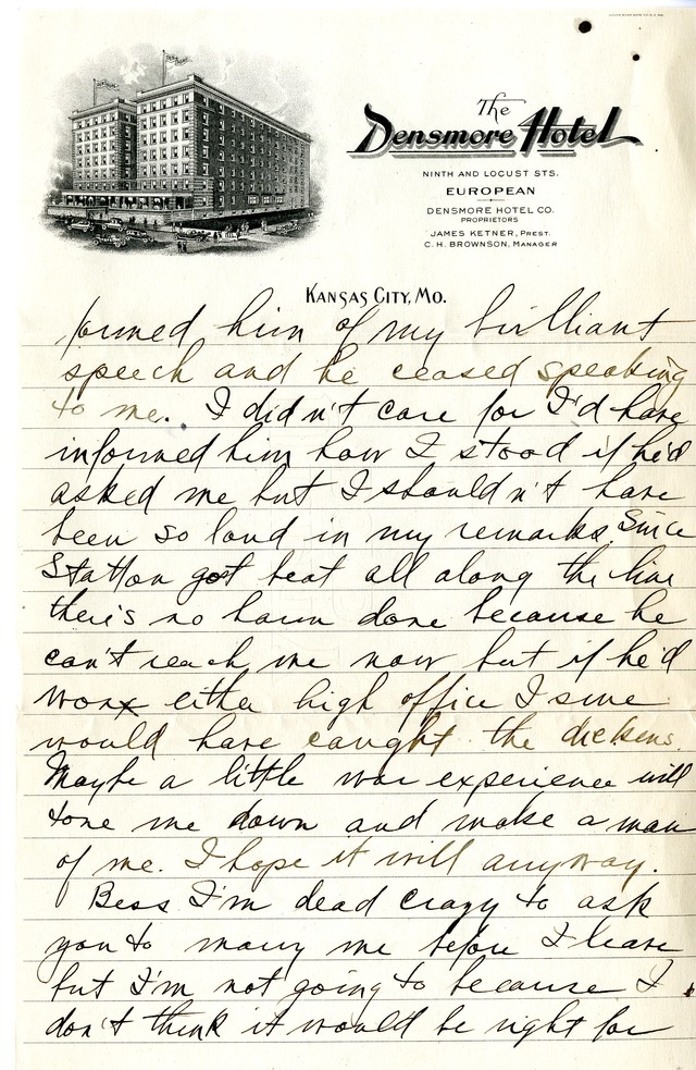 Letter from Harry S. Truman to Bess Wallace