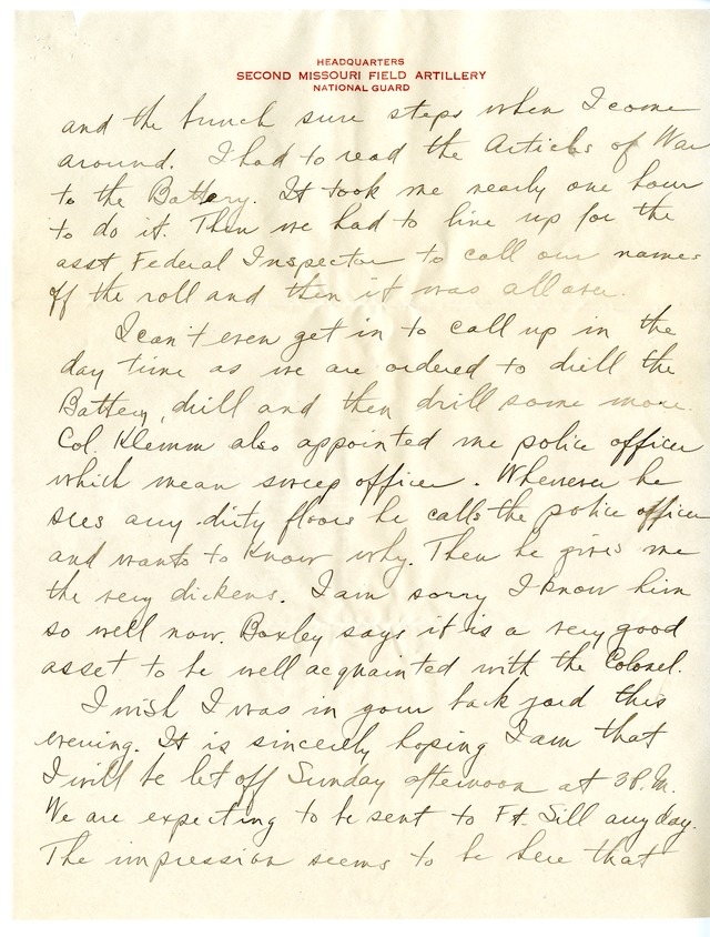 Letter from Harry S. Truman to Bess Wallace