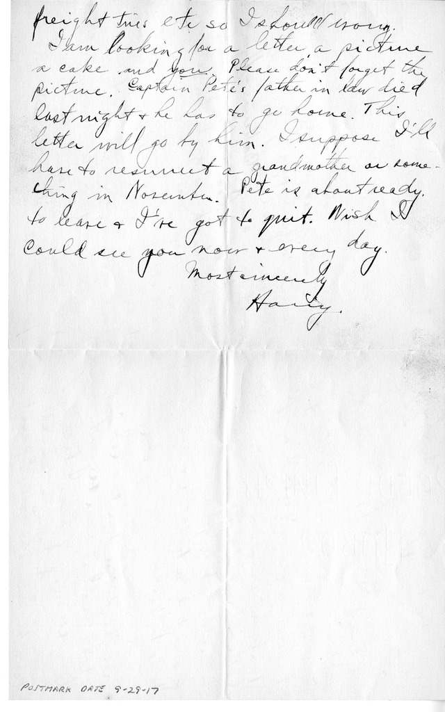 Letter from Harry S. Truman to Bess Wallace