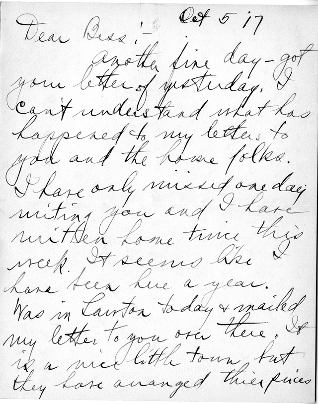 Letter from Harry S. Truman to Bess Wallace