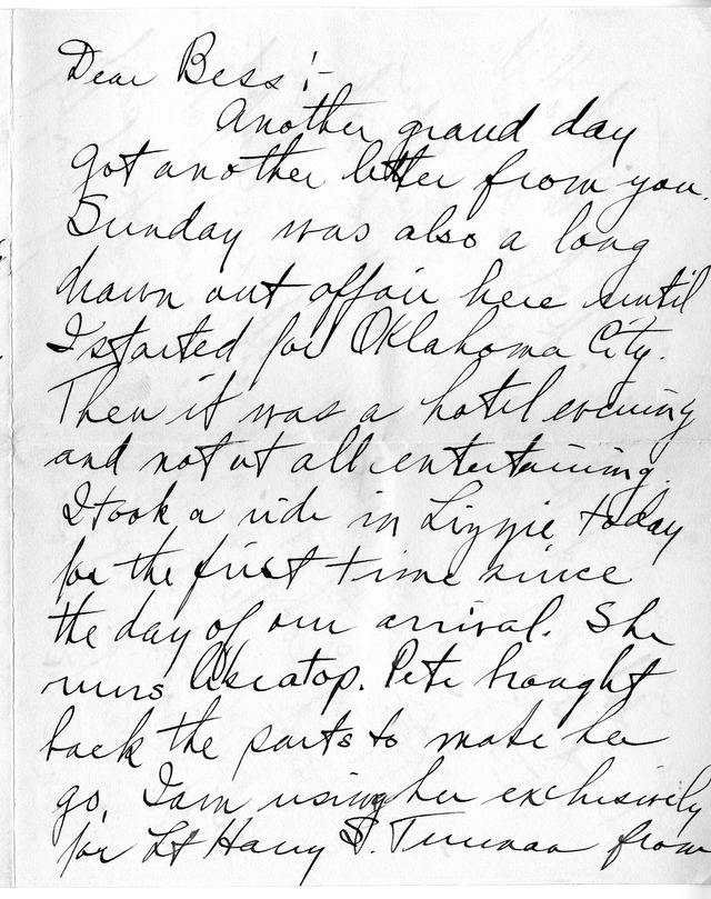 Letter from Harry S. Truman to Bess Wallace