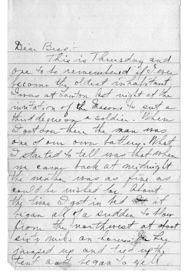 Letter from Harry S. Truman to Bess Wallace