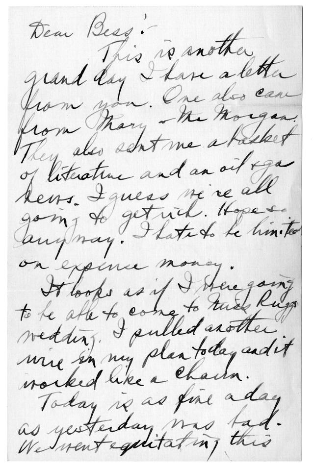 Letter from Harry S. Truman to Bess Wallace