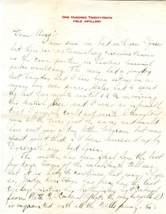 Letter from Harry S. Truman to Bess Wallace