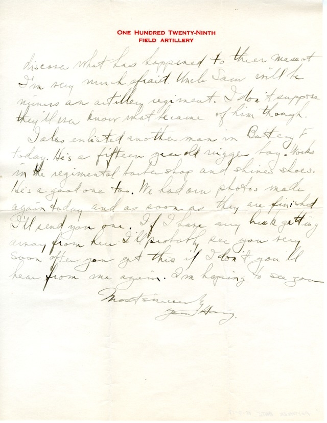 Letter from Harry S. Truman to Bess Wallace