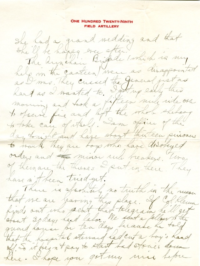 Letter from Harry S. Truman to Bess Wallace