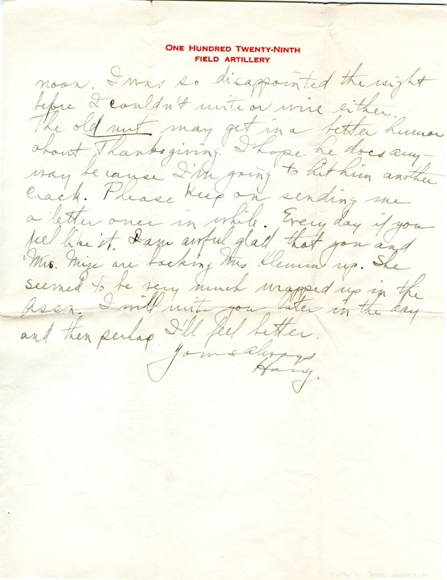 Letter from Harry S. Truman to Bess Wallace