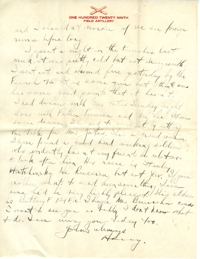 Letter from Harry S. Truman to Bess Wallace