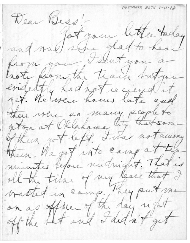 Letter from Harry S. Truman to Bess Wallace