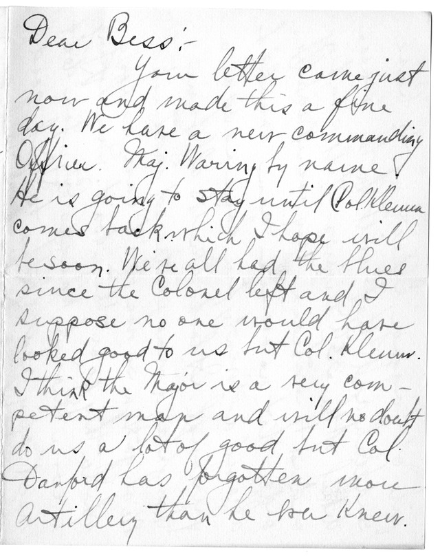 Letter from Harry S. Truman to Bess Wallace