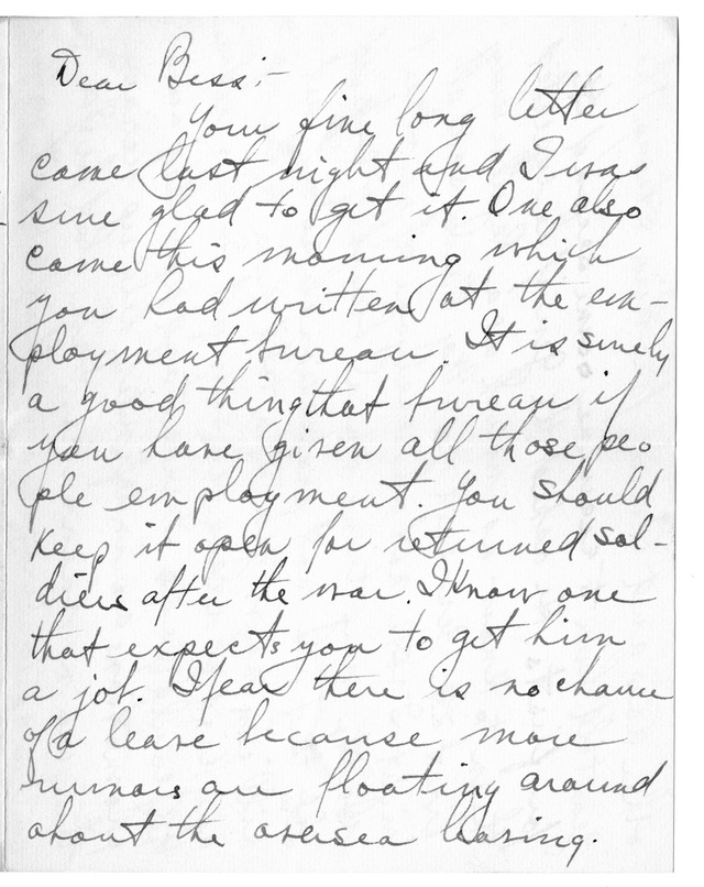 Letter from Harry S. Truman to Bess Wallace