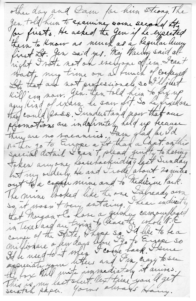 Letter from Harry S. Truman to Bess Wallace