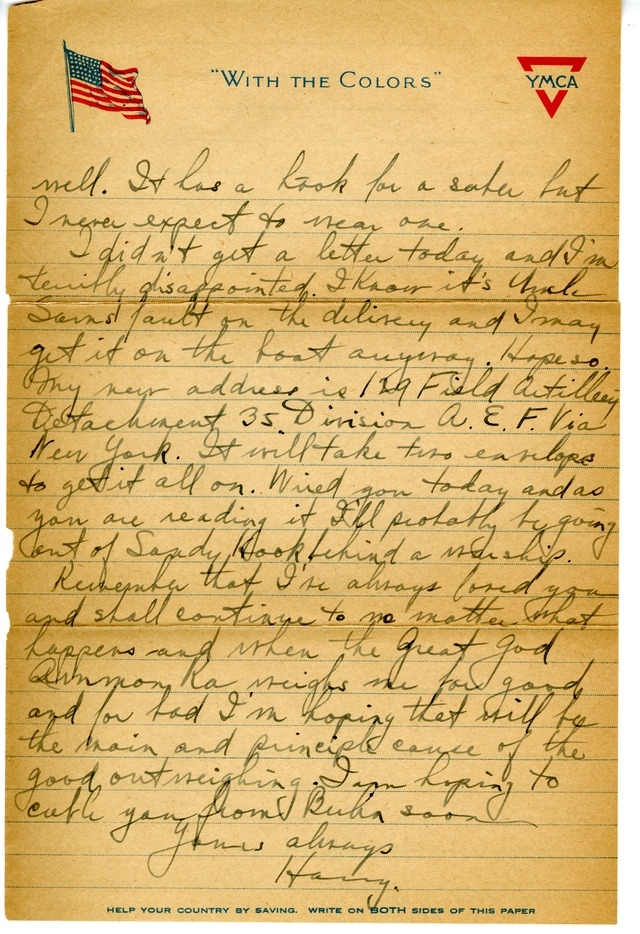 Letter from Harry S. Truman to Bess Wallace