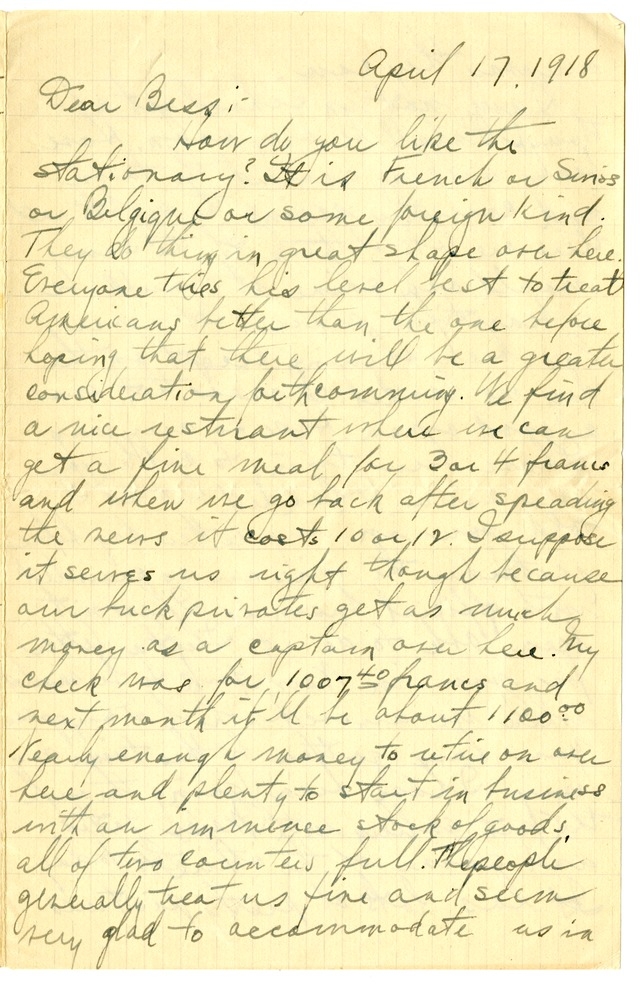 Letter from Harry S. Truman to Bess Wallace