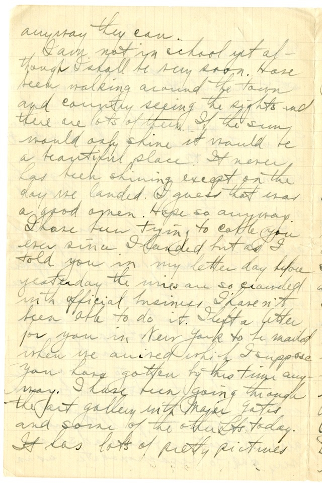 Letter from Harry S. Truman to Bess Wallace