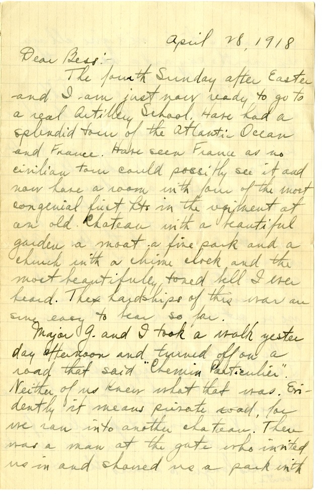 Letter from Harry S. Truman to Bess Wallace