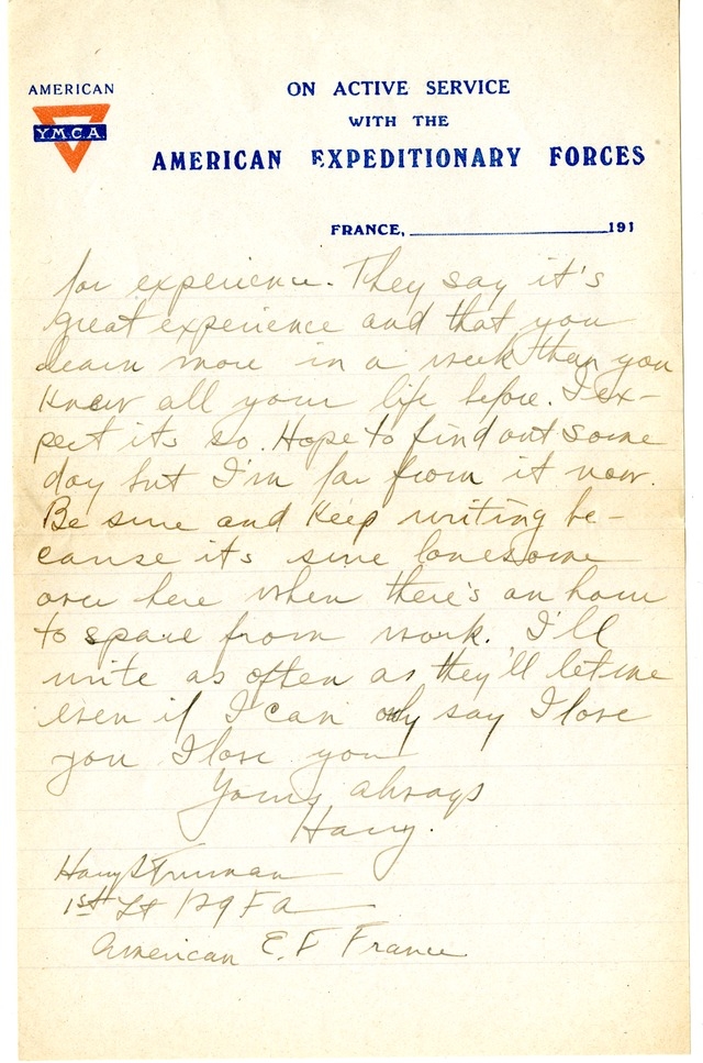 Letter from Harry S. Truman to Bess Wallace