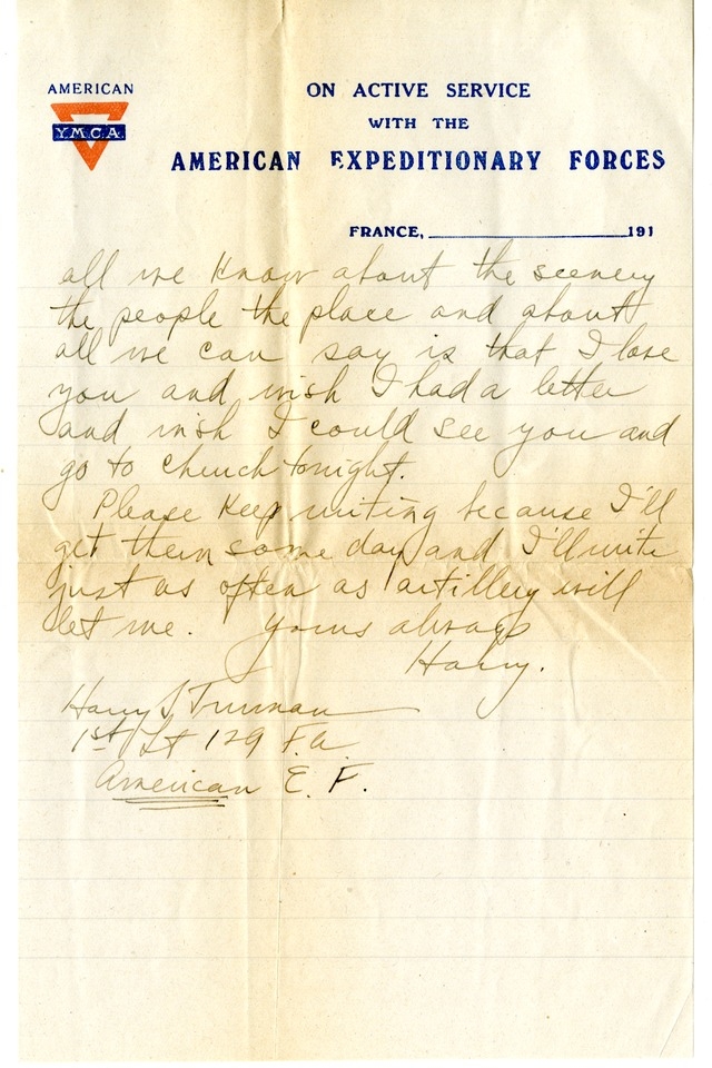 Letter from Harry S. Truman to Bess Wallace