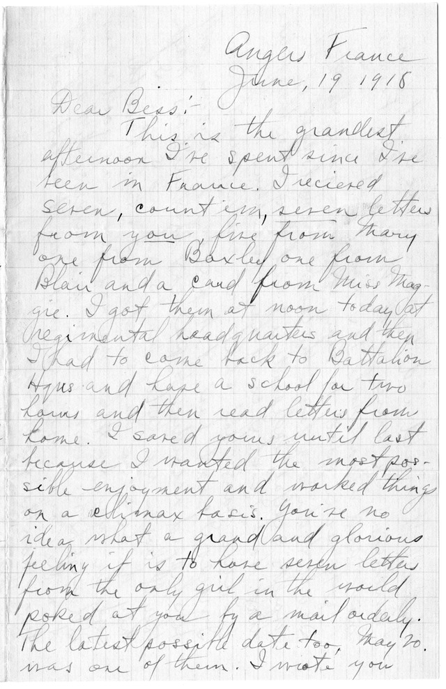 Letter from Harry S. Truman to Bess Wallace