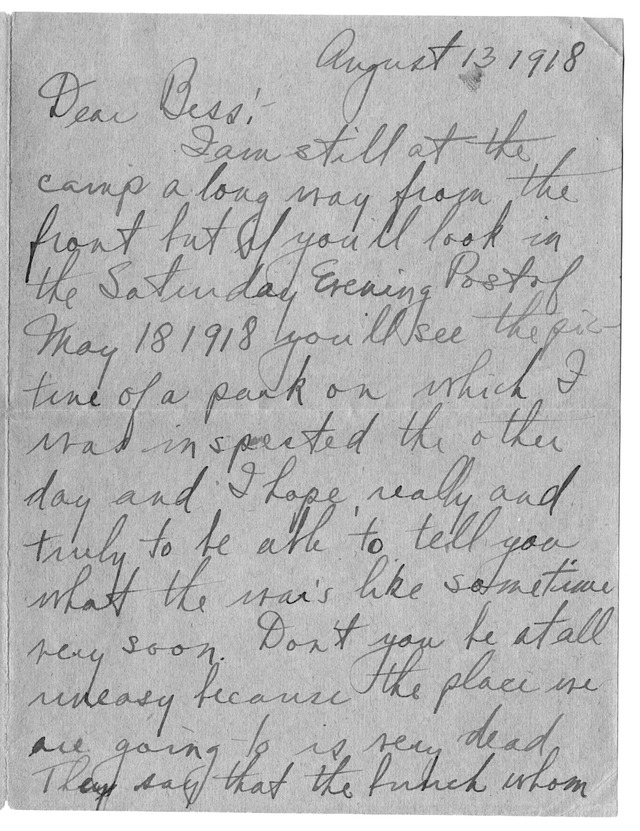 Letter from Harry S. Truman to Bess Wallace