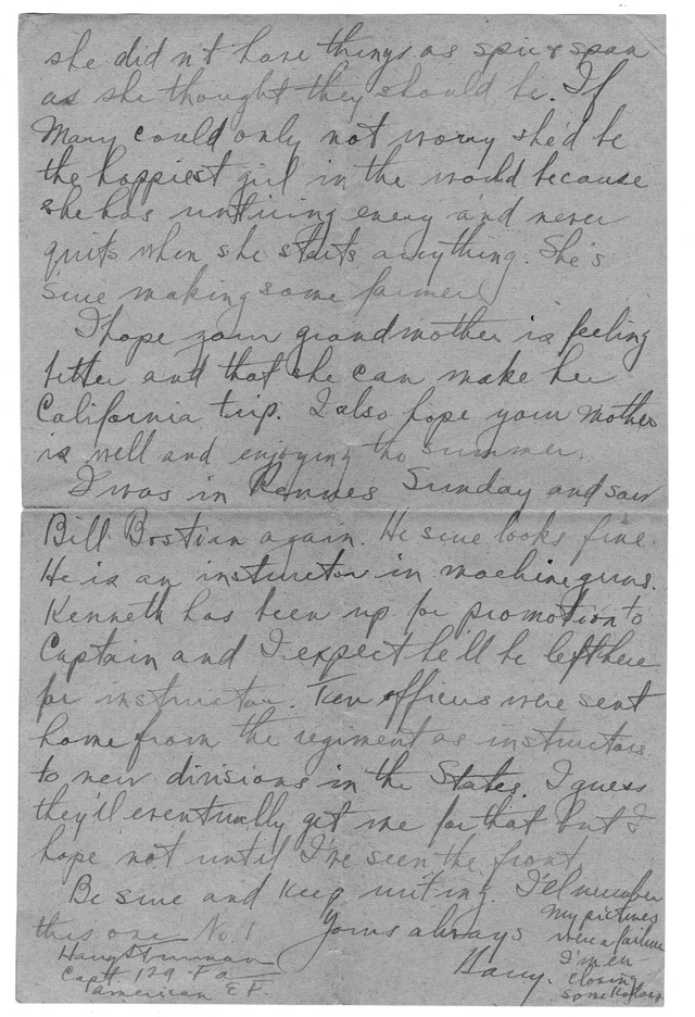 Letter from Harry S. Truman to Bess Wallace