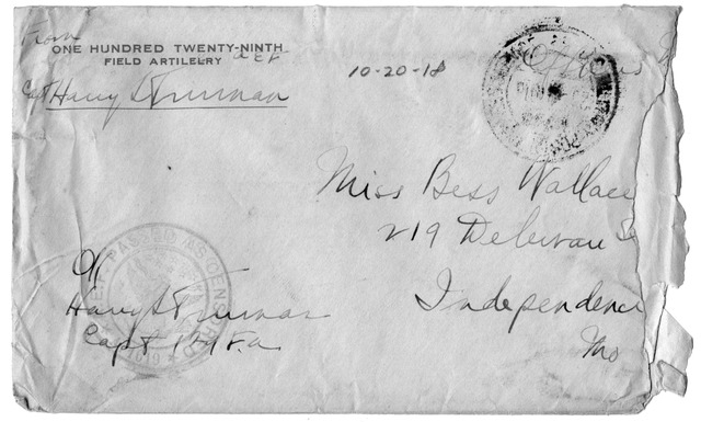 Letter from Harry S. Truman to Bess Wallace