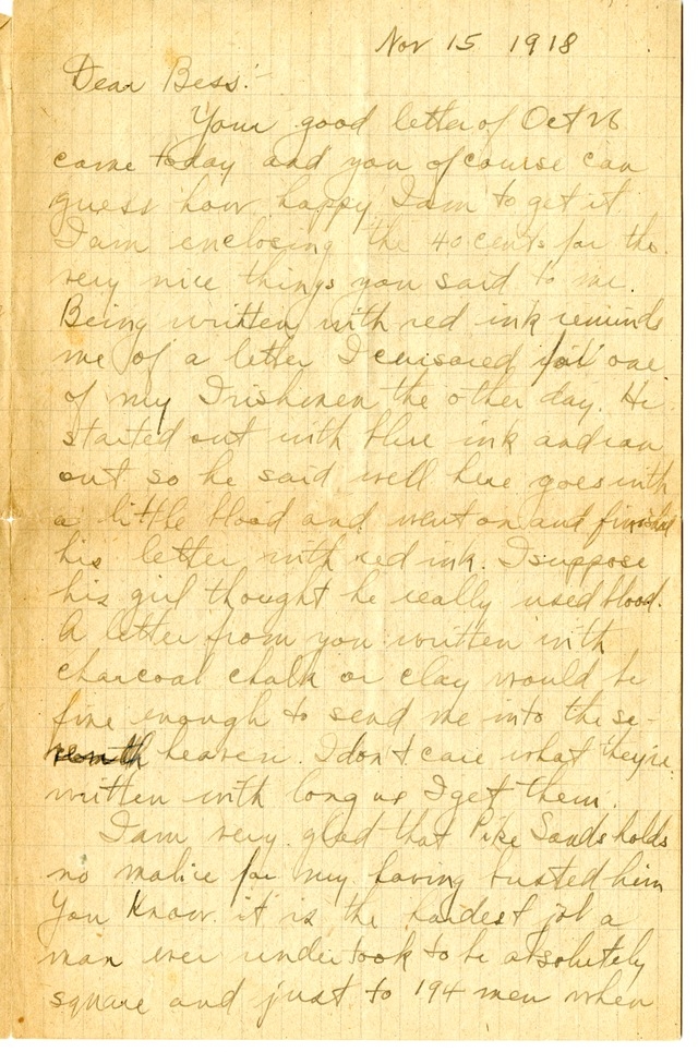 Letter from Harry S. Truman to Bess Wallace