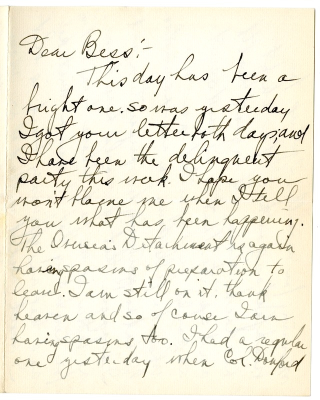 Letter from Harry S. Truman to Bess Wallace