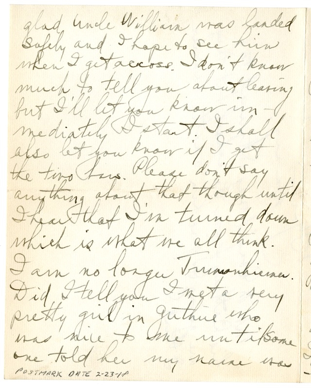 Letter from Harry S. Truman to Bess Wallace