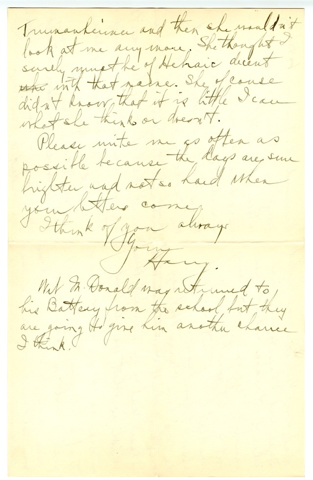 Letter from Harry S. Truman to Bess Wallace