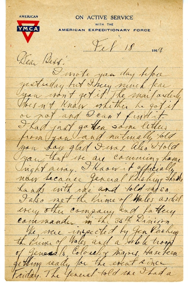 Letter from Harry S. Truman to Bess Wallace