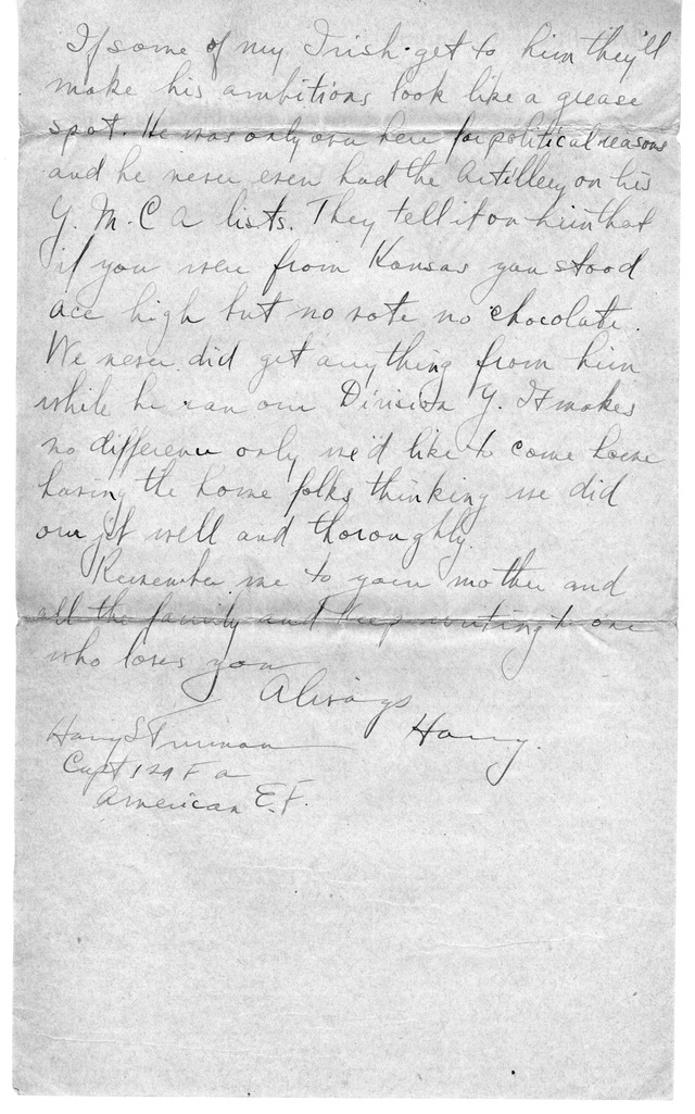 Letter from Harry S. Truman to Bess Wallace