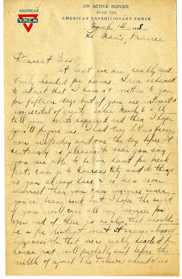 Letter from Harry S. Truman to Bess Wallace