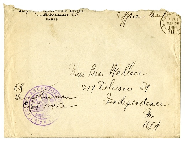 Letter from Harry S. Truman to Bess Wallace