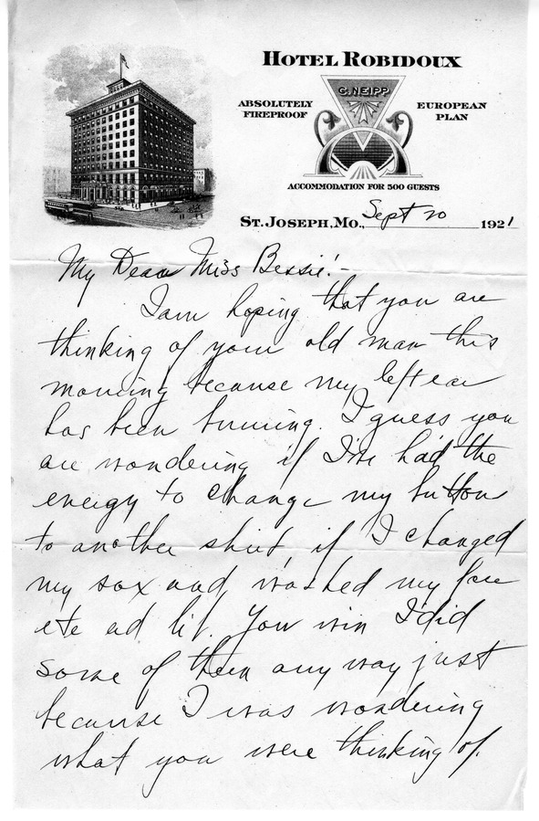 Letter from Harry S. Truman to Bess W. Truman