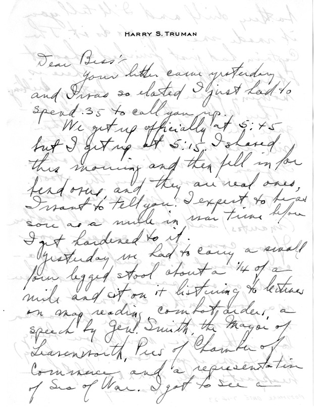 Letter from Harry S. Truman to Bess W. Truman