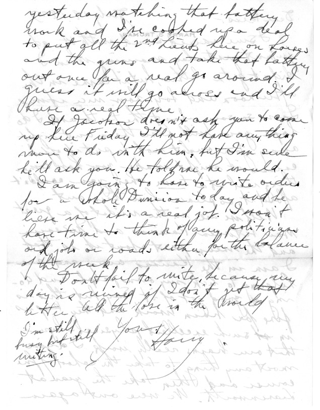 Letter from Harry S. Truman to Bess W. Truman